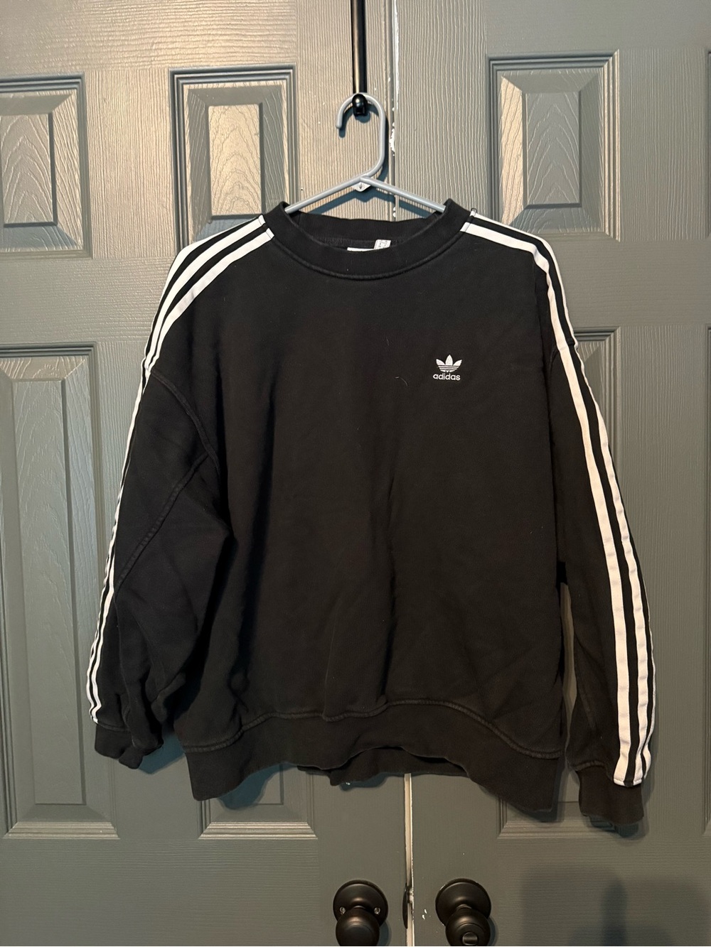 Adidas Black Three-Stripe Crewneck Sweatshirt